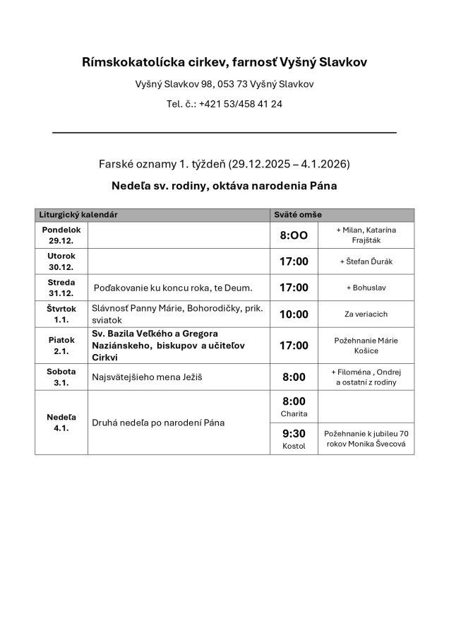 farske oznamy