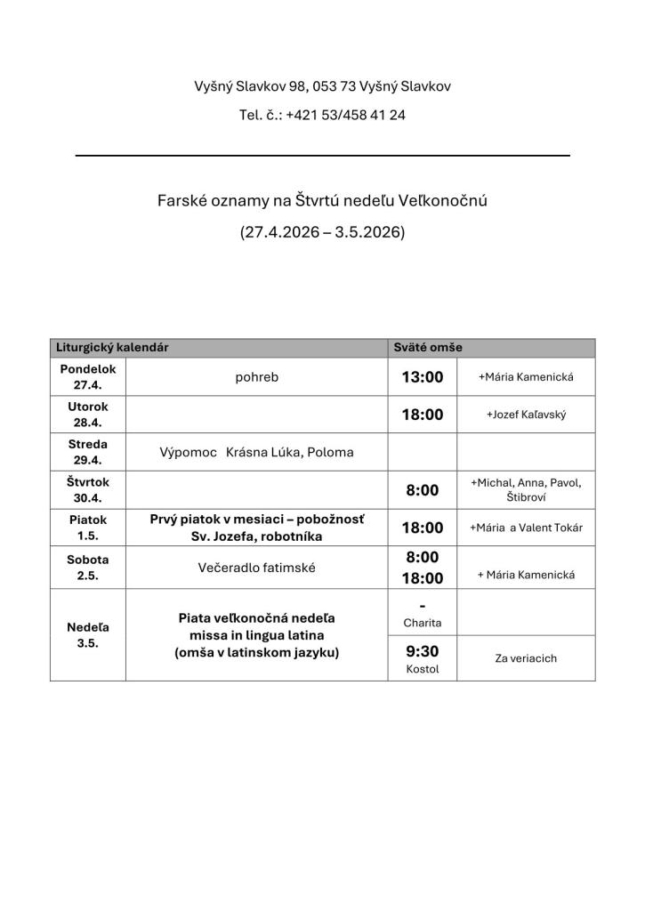Farské oznamy na&nbsp;18. týždeň