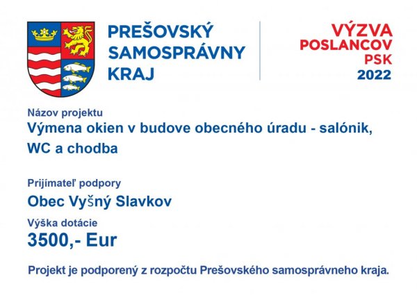 Výmena okien v budove obecného úradu - salónik, WC a chodba